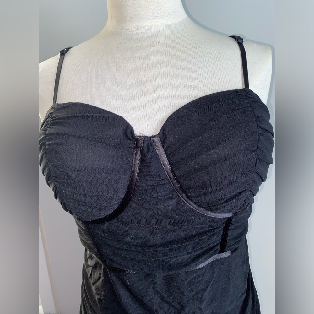 Emprada Bustier Womens Large Black Ruched MIDI Dress - Picture 6 of 6